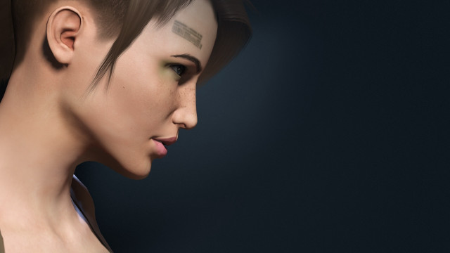 Woman tattoo head black background free wallpaper for desktop - medium preview image
