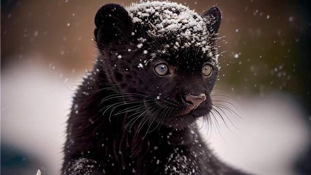 Black cat snowball night sky free wallpaper for desktop - medium preview image