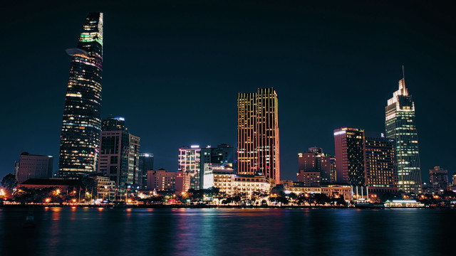 City skyline night water bridge #9 free wallpaper for desktop - medium preview image