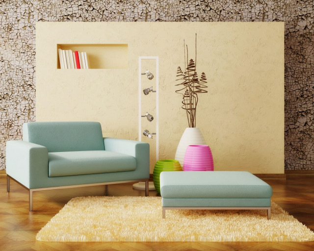 Living room blue chair pink free wallpaper for desktop - medium preview image