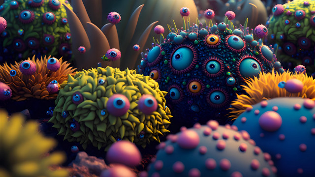 Colorful balls plants field bokeh free wallpaper for desktop - medium preview image