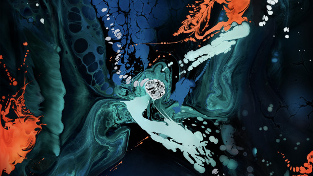 Woman clock hands chest orange free wallpaper for desktop - medium preview image