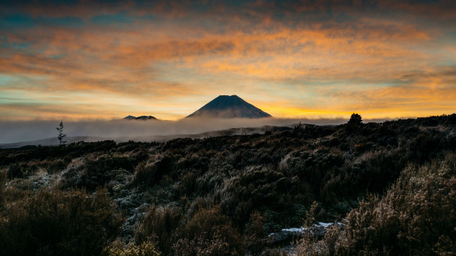 Mountain clouds forest dusk horizon free wallpaper for desktop - medium preview image