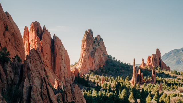 Mountain range rocks trees lake free wallpaper for desktop - medium preview image