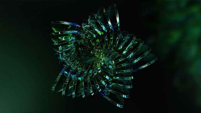 Green black abstract flower generative free wallpaper for desktop - medium preview image