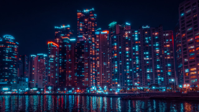 City skyline night river bridge #14 free wallpaper for desktop - medium preview image