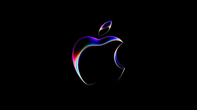 Black background colorful apple holography free wallpaper for desktop - medium preview image