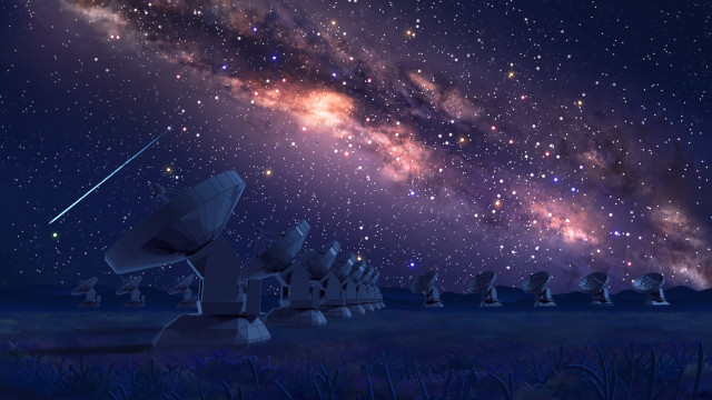 Telescope night sky stars aurora free wallpaper for desktop - medium preview image