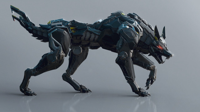 Robot dog standing glowing mecha free wallpaper for desktop - medium preview image