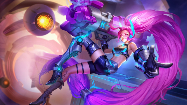 Purple helmet gun heroine absurdlylonghair free wallpaper for desktop - medium preview image