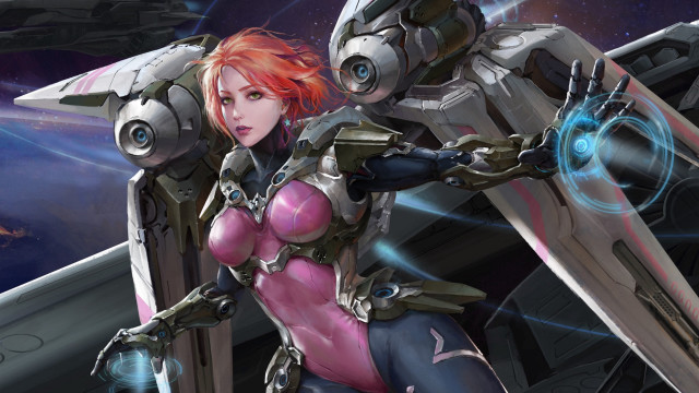 Futuristic woman space station spaceship #2 free wallpaper for desktop - medium preview image