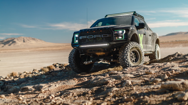 Black truck desert mountains 3d free wallpaper for desktop - medium preview image