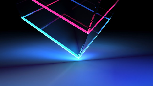 3d cube neon light holography free wallpaper for desktop - medium preview image