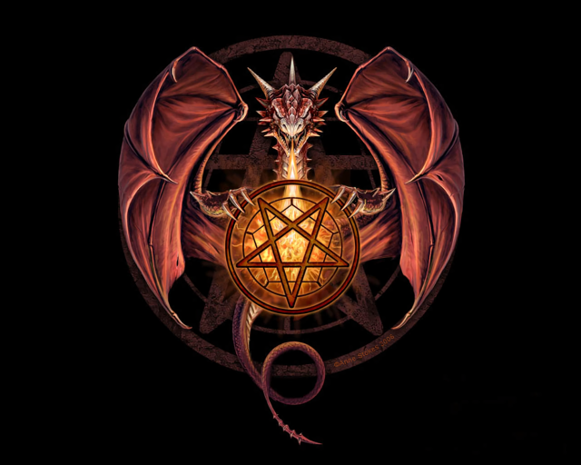 Red dragon pentagram symbol back free wallpaper for desktop - medium preview image