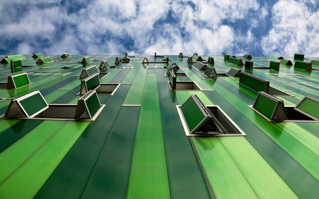 Green building sky clouds modular free wallpaper for desktop - medium preview image