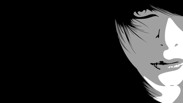 Woman black white background face free wallpaper for desktop - medium preview image