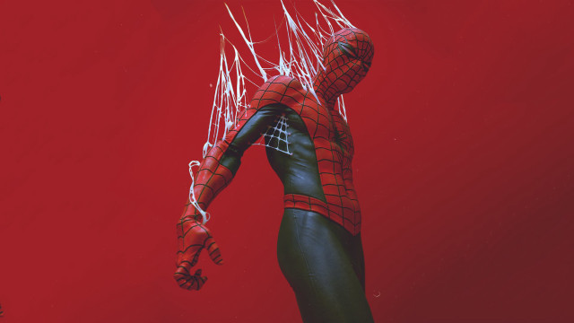 Spider man red background concept free wallpaper for desktop - medium preview image