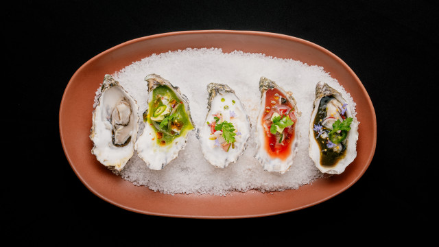 Oysters variety toppings black background free wallpaper for desktop - medium preview image
