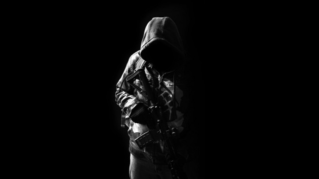 Man hoodie gun dark helmet free wallpaper for desktop - medium preview image