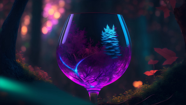 Purple wine glass forest night free wallpaper for desktop - medium preview image