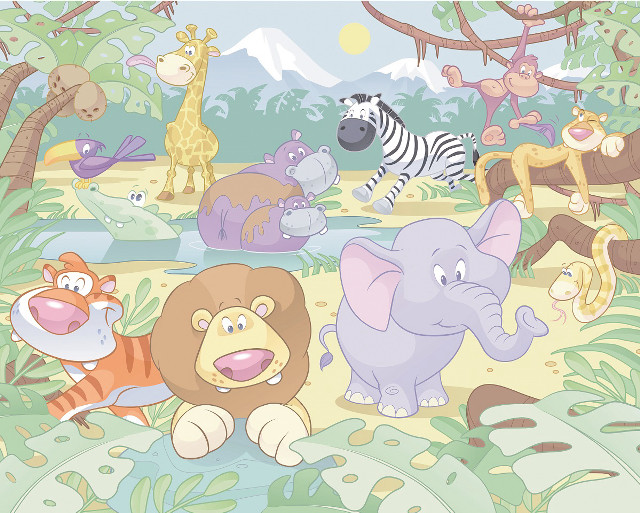 Animals grass jungle mountain group free wallpaper for desktop - medium preview image