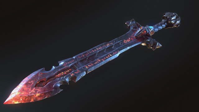 Futuristic sword red flame polearm free wallpaper for desktop - medium preview image