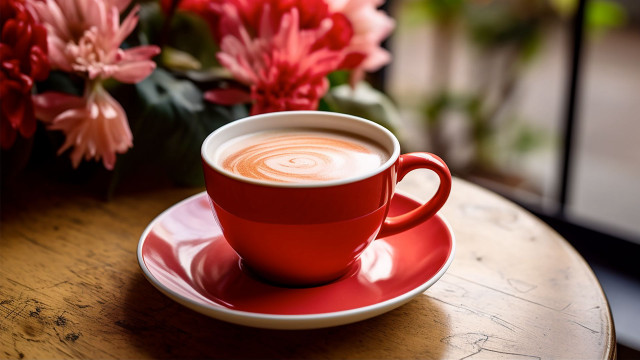 Coffee saucer flower morning blurry free wallpaper for desktop - medium preview image
