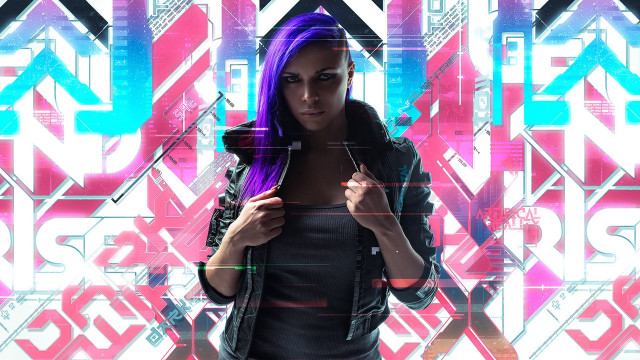 Purple hair cyberpunk yoru cover free wallpaper for desktop - medium preview image
