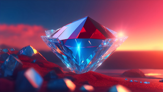Diamond surreal scene glowing 3d free wallpaper for desktop - medium preview image