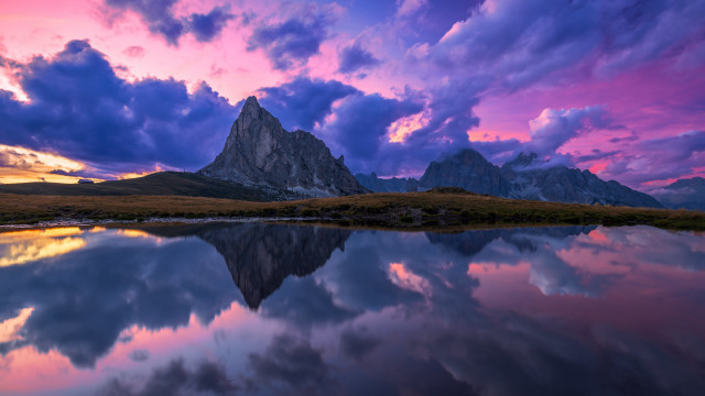 Mountain lake mystical purple sky free wallpaper for desktop - medium preview image