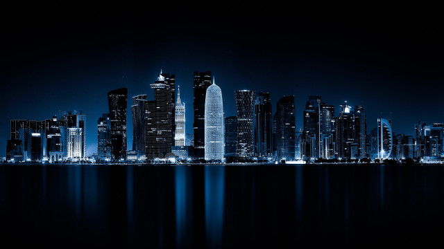 City skyline night reflection skyscraper free wallpaper for desktop - medium preview image