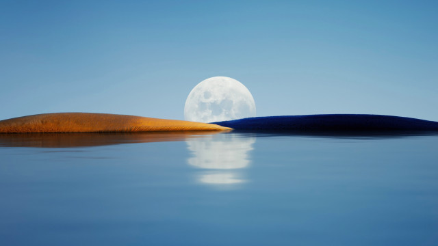 Full moon reflection lake rocks free wallpaper for desktop - medium preview image