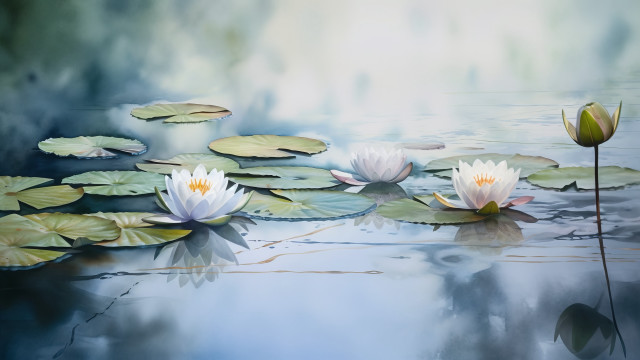 Water lilies lily pads pond #2 free wallpaper for desktop - medium preview image