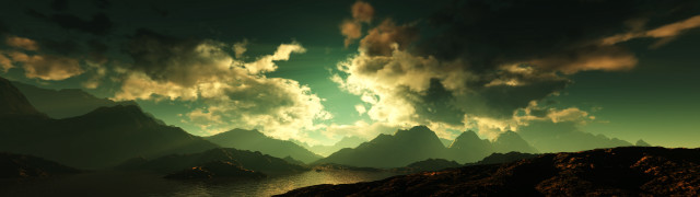 Mountain range lake sky clouds free wallpaper for desktop - medium preview image