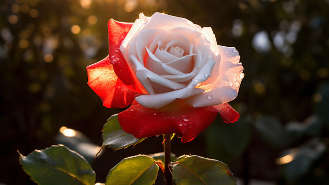 White red rose water droplets free wallpaper for desktop - medium preview image