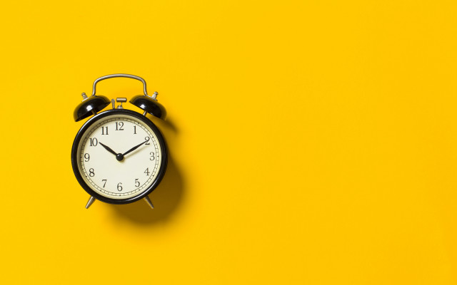 Black white clock yellow background free wallpaper for desktop - medium preview image
