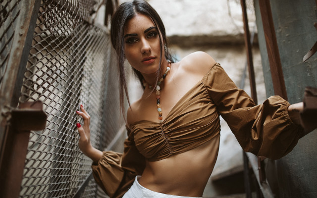 Arabesque fence fashion portrait blackhair free wallpaper for desktop - medium preview image