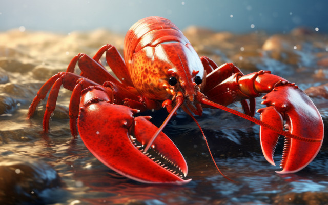 Red lobster open mouth ocean free wallpaper for desktop - medium preview image