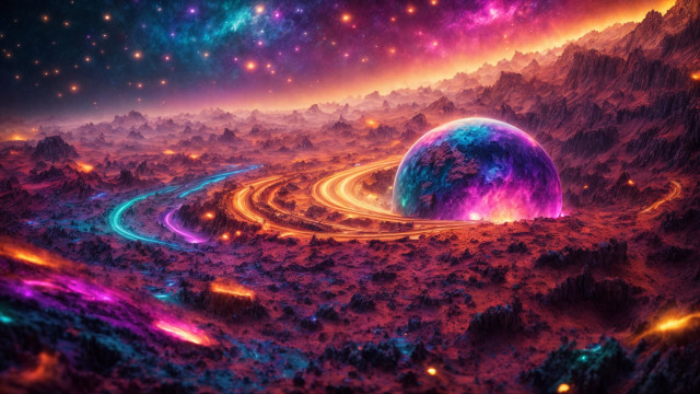 Colorful space scene planet spiral free wallpaper for desktop - medium preview image