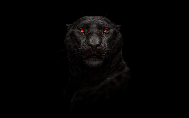 Black leopard red eyes glowing free wallpaper for desktop - medium preview image