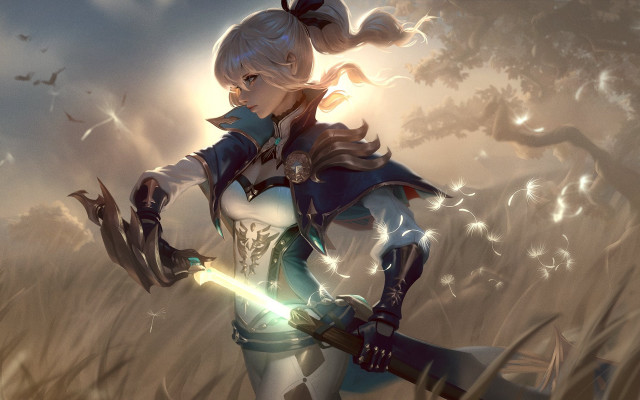 Woman sword light saber fantasy free wallpaper for desktop - medium preview image