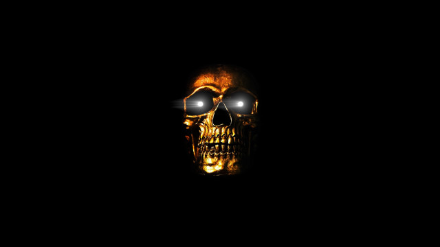 Skull glowing eyes black background free wallpaper for desktop - medium preview image