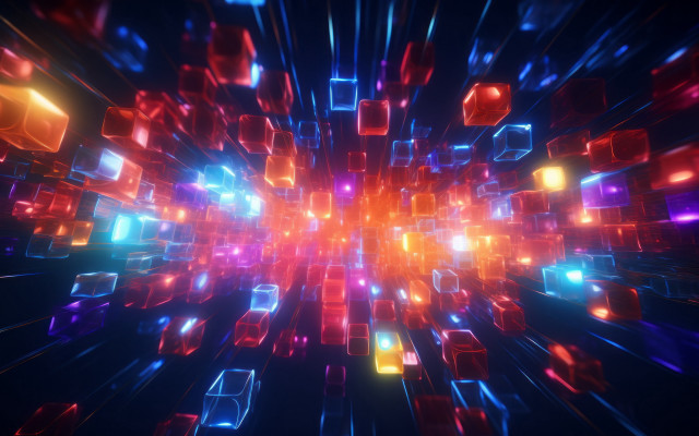 Colorful abstract cubes lights city free wallpaper for desktop - medium preview image