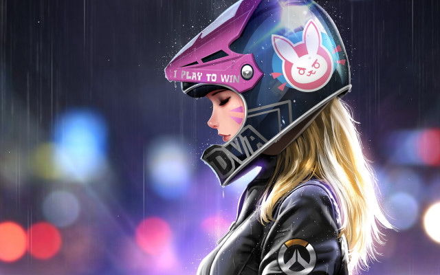 Blonde woman rainy cyberpunk graffiti free wallpaper for desktop - medium preview image