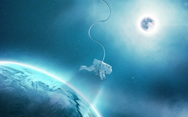 Flying elephant blue planet moon free wallpaper for desktop - medium preview image