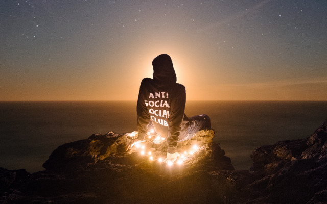 Night astray rock sign aurora free wallpaper for desktop - medium preview image