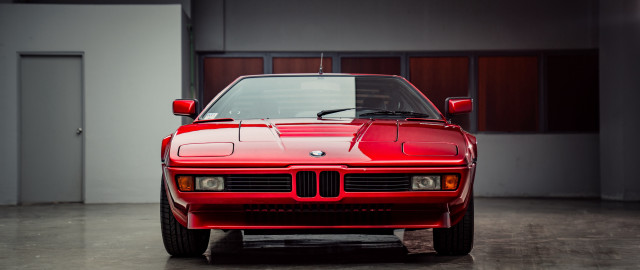 Red car garage open door free wallpaper for desktop - medium preview image