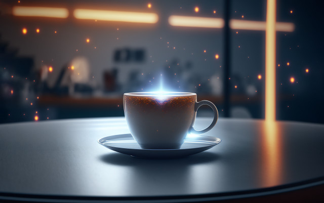 Coffee saucer table cross holography free wallpaper for desktop - medium preview image