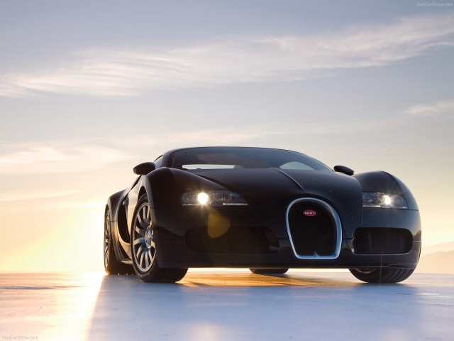 Black bugatti beach sunset headlights free wallpaper for desktop - medium preview image