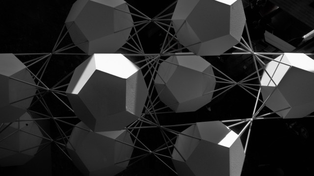 Geometric shapes generative art monochrome free wallpaper for desktop - medium preview image